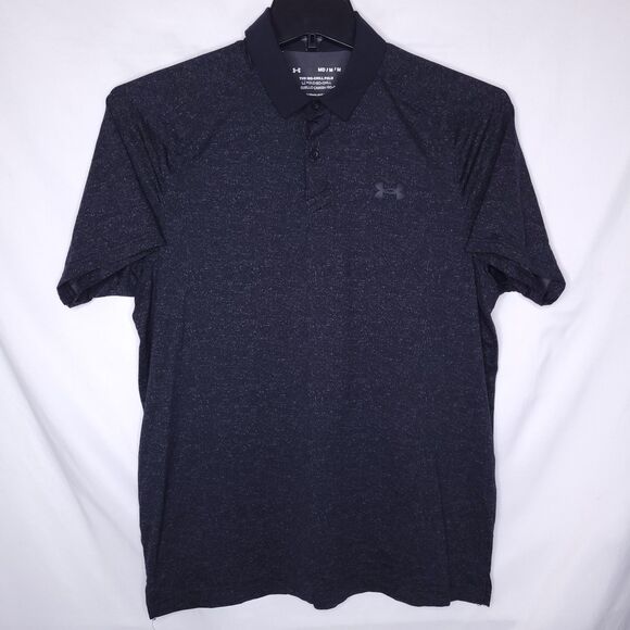 Under Armour Iso Chill Polo Mens Medium Black Heather Performance - Picture 2 of 11